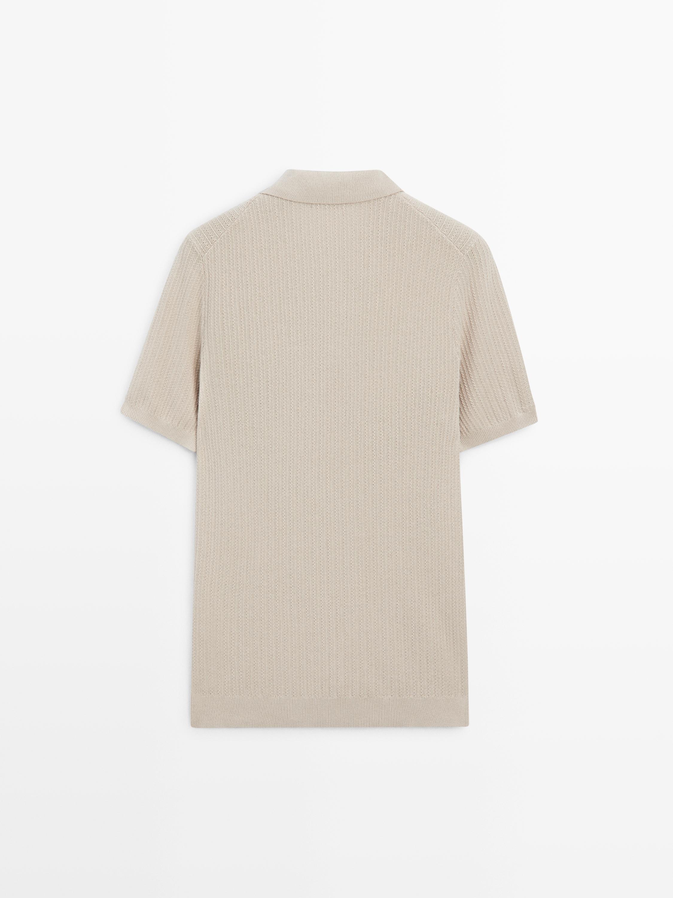 Pull polo en maille texturée 100 % coton