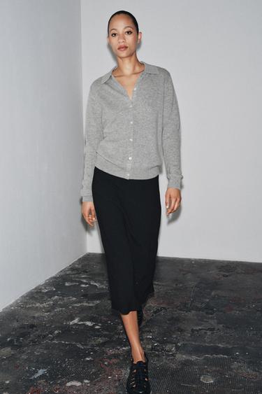 Zaras KOFTA MED POLOKRAGE AV ULL OCH KASHMIR - Grå