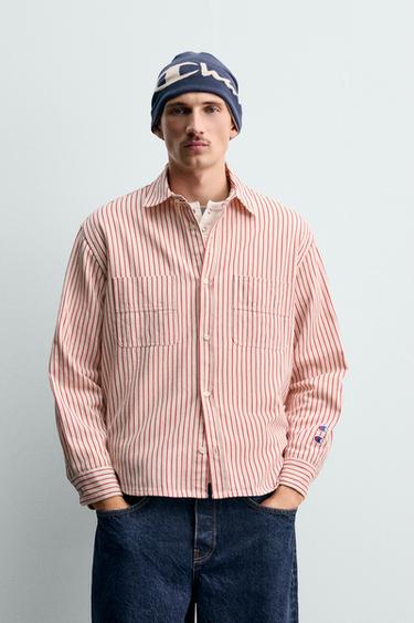 Zara STRIPED SHIRT CHAMPION ® X ZARA - White / Red
