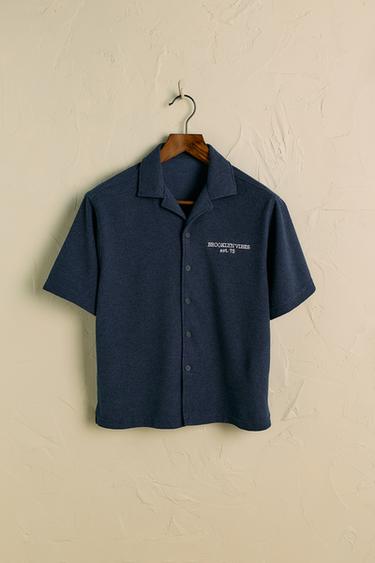 RUSTIC EMBROIDERED SHIRT - Blue by Zara