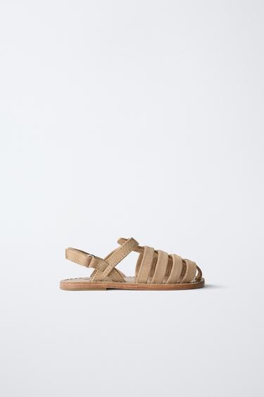 Zara LEATHER FISHERMAN SANDALS - Brown - Image 0