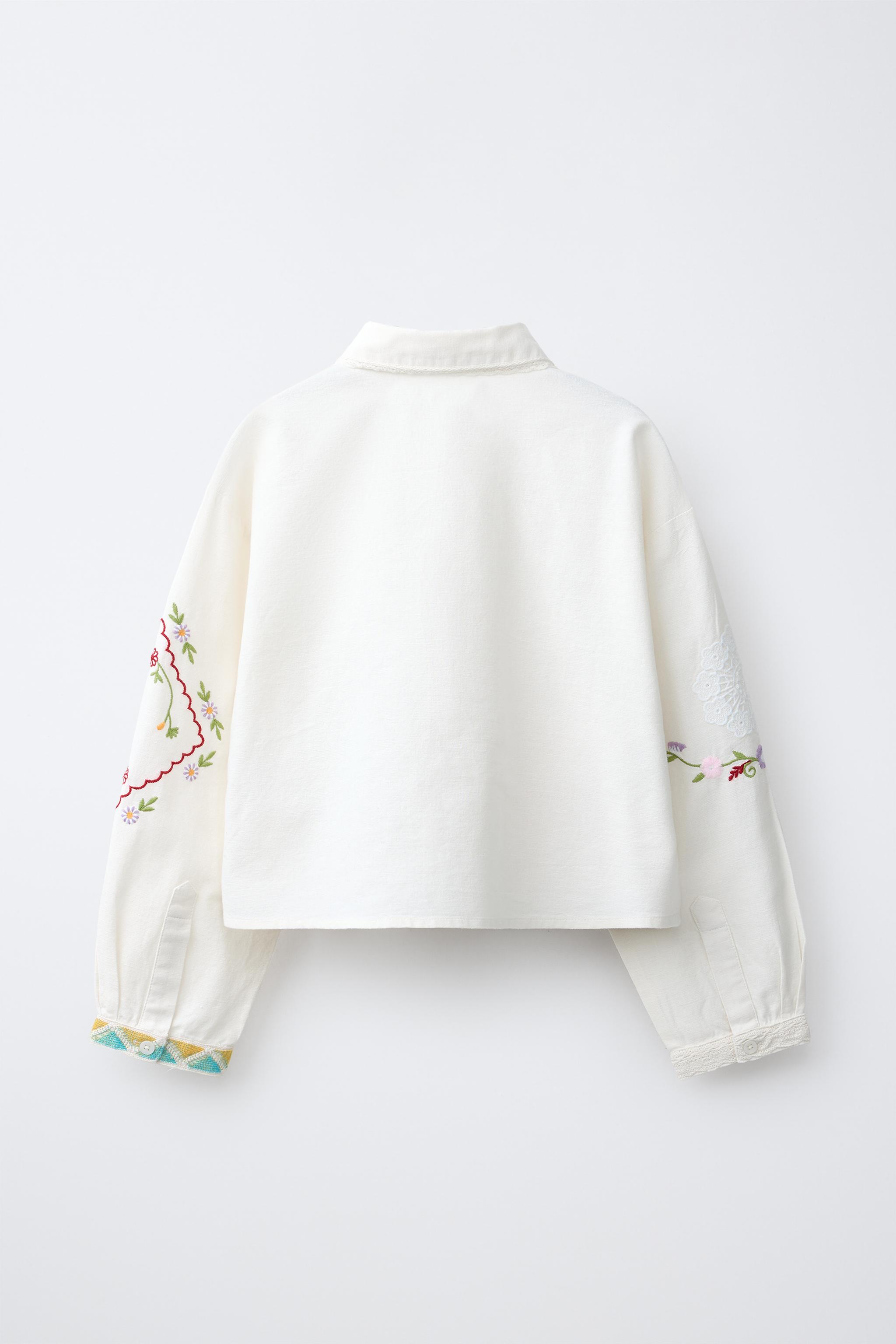 EMBROIDERED SHIRT WITH COTTON AND LINEN - Ecru | ZARA United States