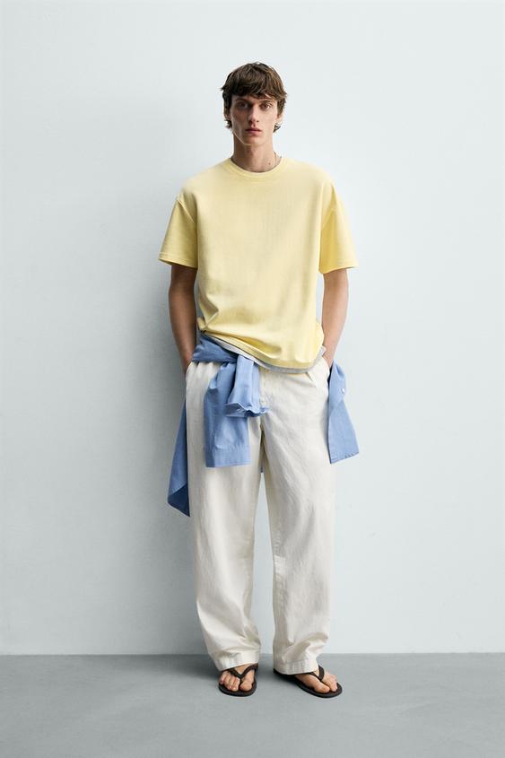 CONTRAST DOUBLE TRIM T-SHIRT from Zara - $45.90