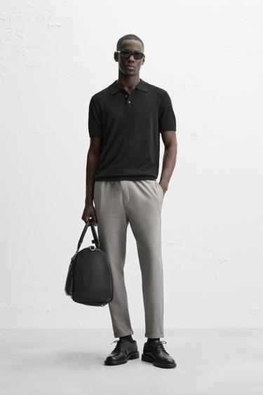 بنطلون بخصر JOGGER EASY CARE - رمادي / بيج الخاص بـ Zara