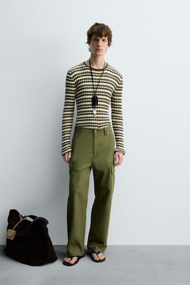 Zara RELAXED FIT CARGO PANTS - Khaki