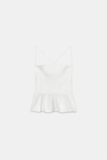 TOP TIRANTES CON LINO - Blanco de Zara - Imagen 0