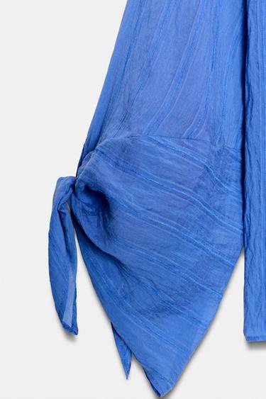 STRIPED SHIRT WITH BOWS - Blue by Zara - Image 8