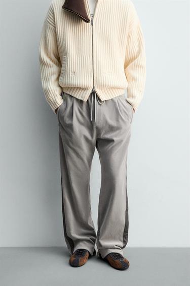 VELVET TROUSERS WITH TAPING X SR_A - Light grey by Zara