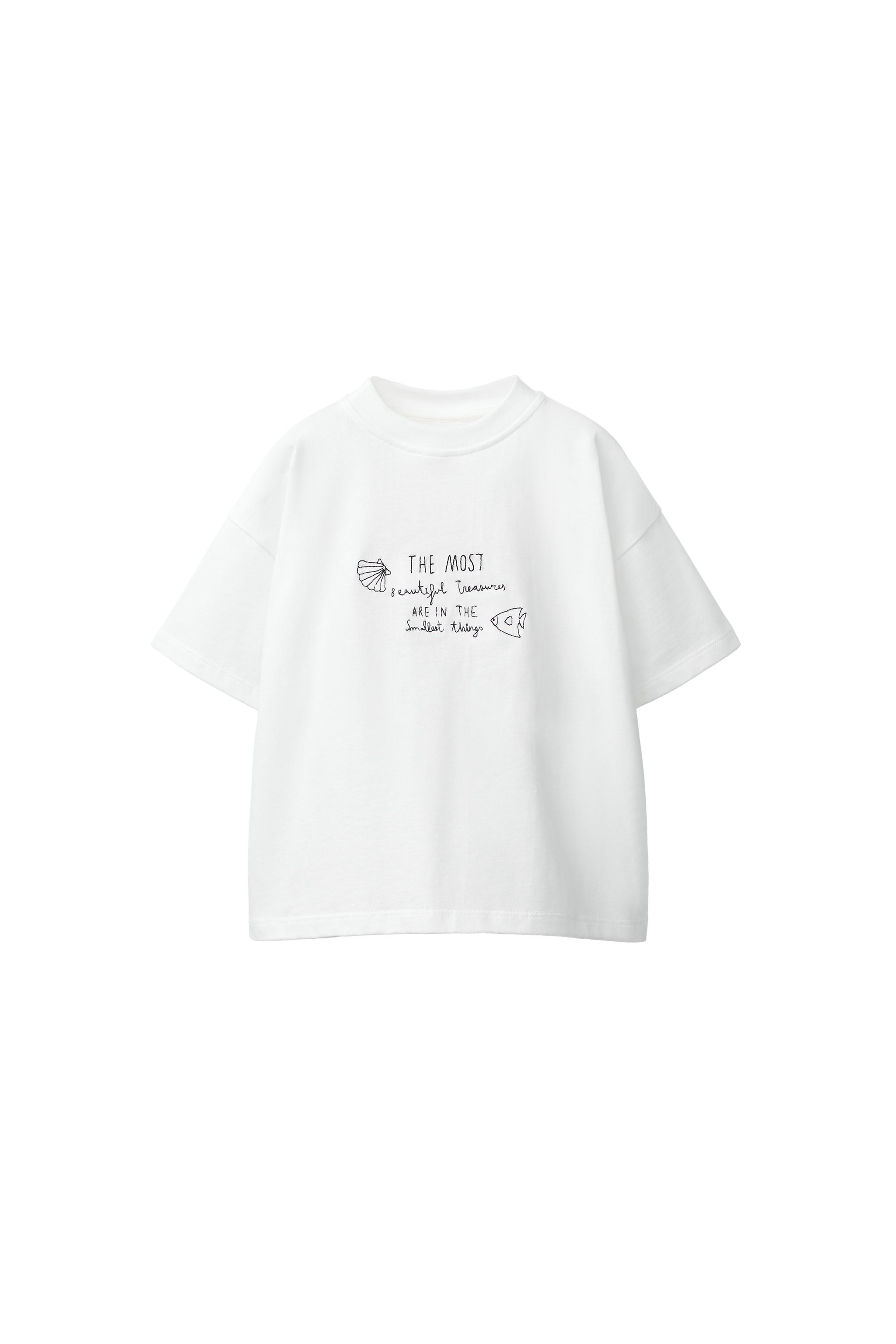 ⚠️ZARAページ⚠️ テキスト刺繍Tシャツ - ホワイト | ZARA Japan / 日本