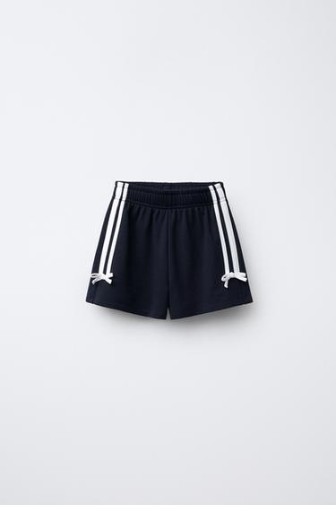 PLUSH BERMUDA SHORTS WITH TRIM AND BOWS - Navy blue by Zara