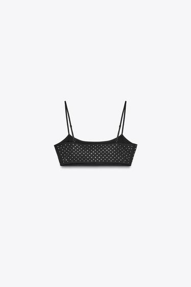 RHINESTONE CROP TOP - Black by Zara - Image 5