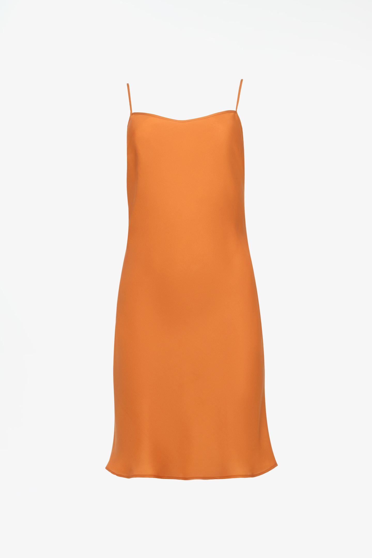 Женское платье Zara Limited Edition 100% Silk Slip, цвет: Оранжевый — фото 3