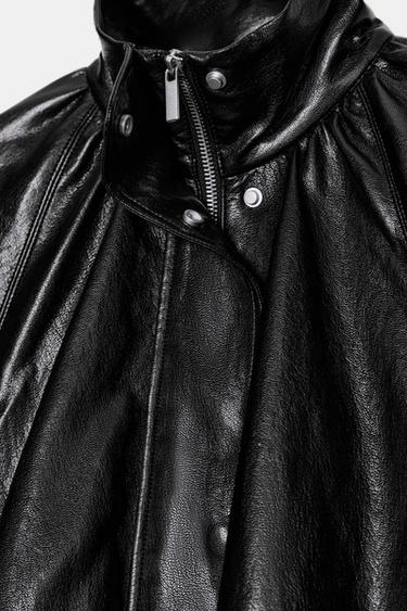 ZW COLLECTION FAUX LEATHER BOMBER JACKET - Black by Zara - Image 7