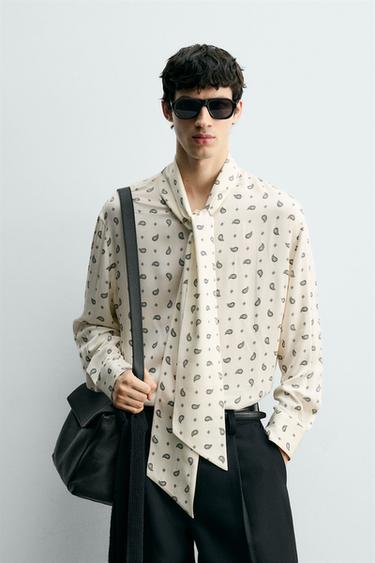 CHEMISE À IMPRIMÉ CACHEMIRE ET NŒUD - Blanc de Zara
