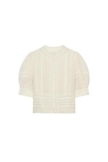 ZW COLLECTION ROMANTIC LACE BLOUSE - Ecru by Zara