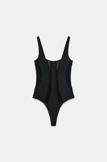 BODY BIMATIÈRE AVEC POLYAMIDE - Noir de Zara - Image 4
