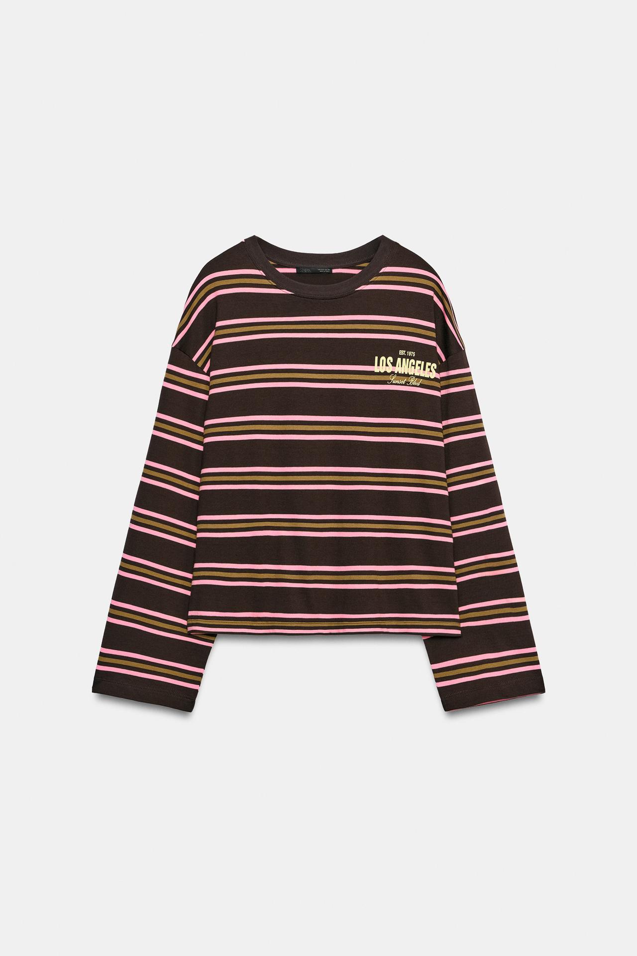 STRIPED TEXT T-SHIRT — Multicolored