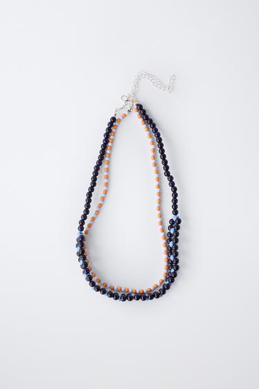 PACK OF TWO BEADED NECKLACES - Blue by Zara - Image 3