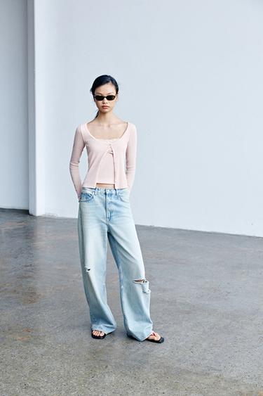 Zara 拼接蕾絲上衣夾克 - 斑紋粉紅色