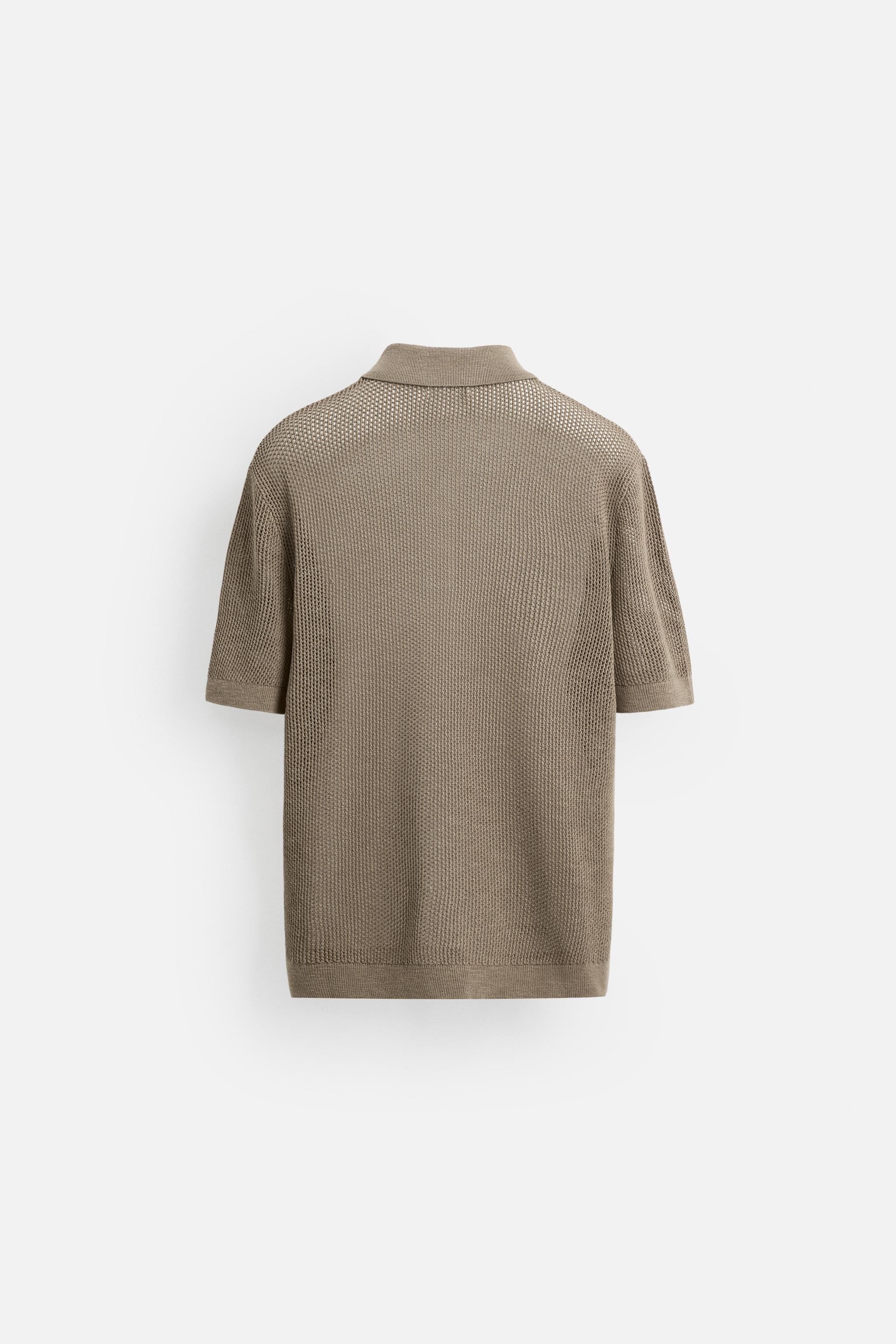 ZARA クロシェニットポロシャツ 4938/409 ストラクチャーニットポロシャツ - ベージュ | ZARA Japan / 日本