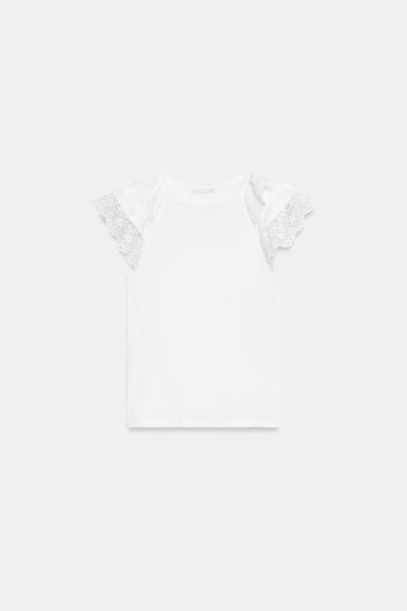 T-SHIRT BRODERIES MANCHES COURTES - Blanc de Zara - Image 4