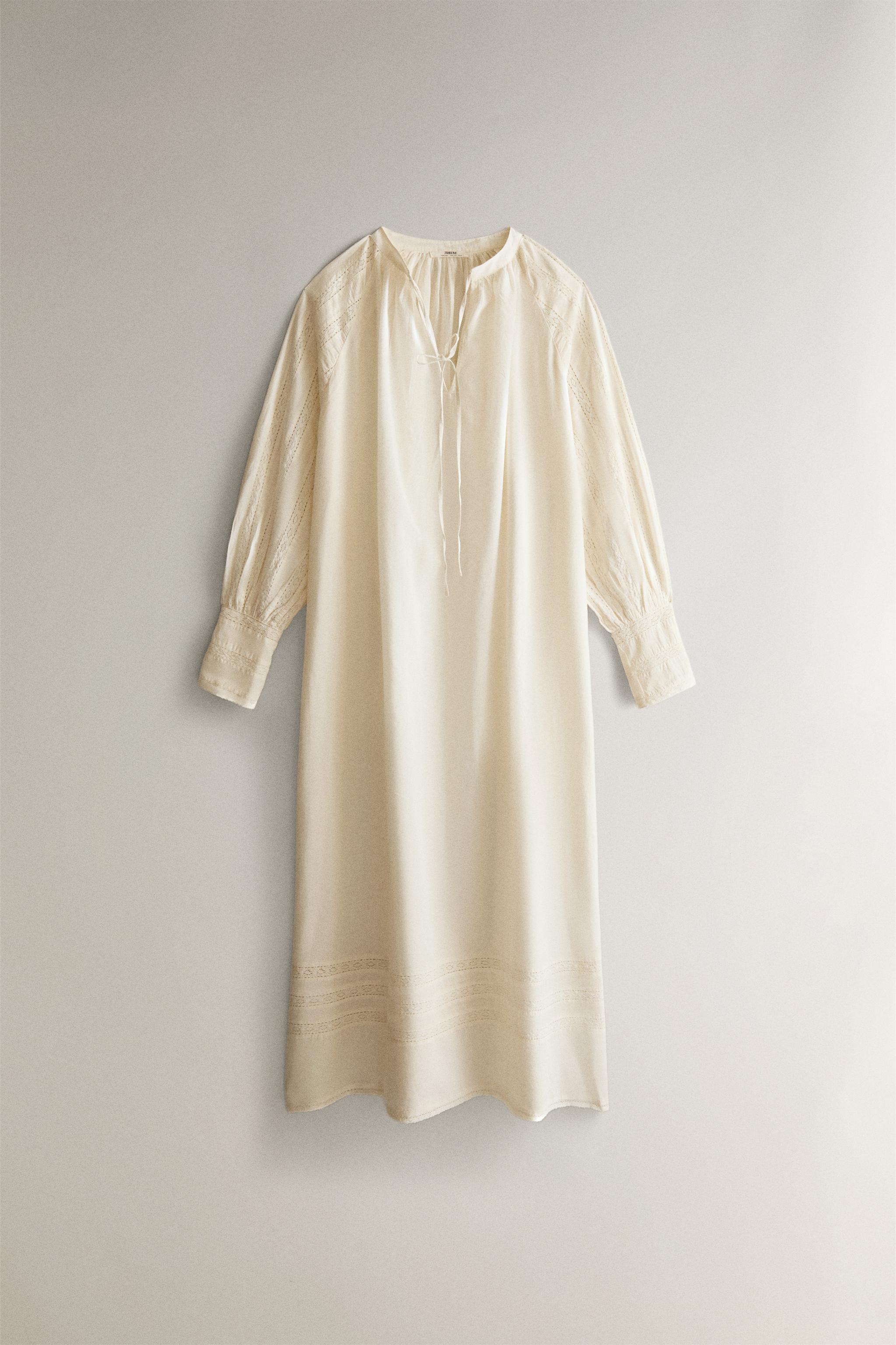 CHEMISE DE NUIT COTON DENTELLE AJOURÉE