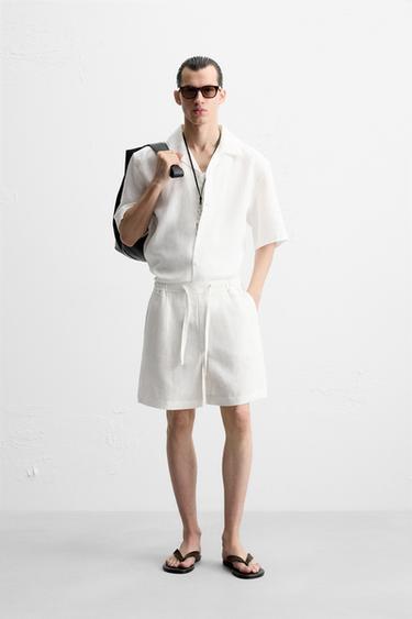 Zara RELAXED FIT 100% LINEN SET - Gray marl