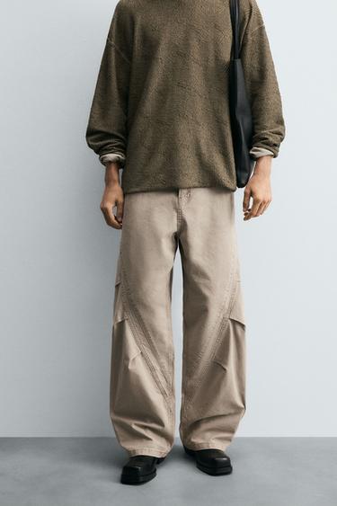 JEANS BAGGY FIT PINZAS - Beige de Zara