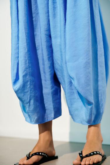 PANTALON FLUIDE VOLUME - Bleu de Zara - Image 4