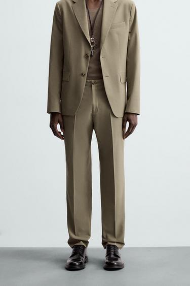 TEXTURED SUIT TROUSERS - Brown / Taupe by Zara