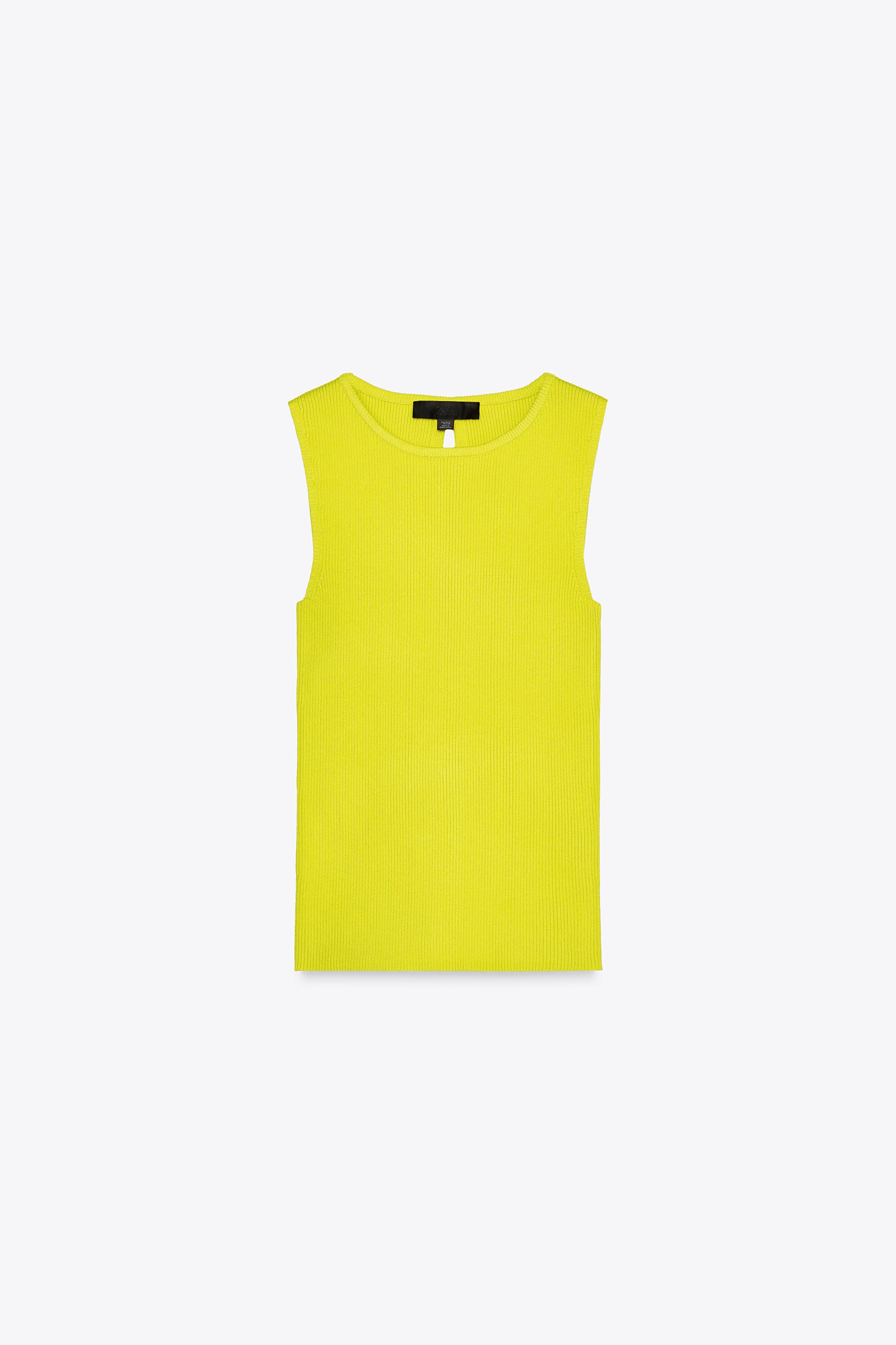 RIBBED KNIT TOP WITH LACED-UP BACK - Lime green | ZARA RIBBED KNIT TOP WITH LACED-UP BACK - Lime green | ZARA