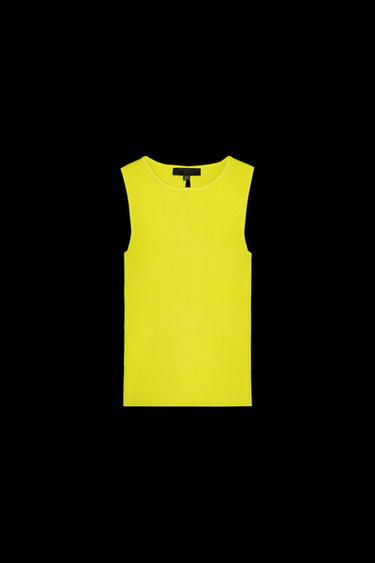 Zara RIBBED KNIT TOP WITH LACED-UP BACK - Lime green - Image 0