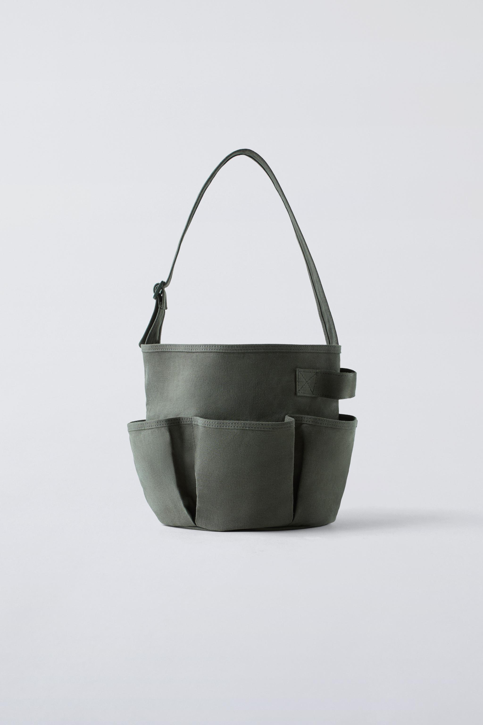 Green leather bucket bag sale