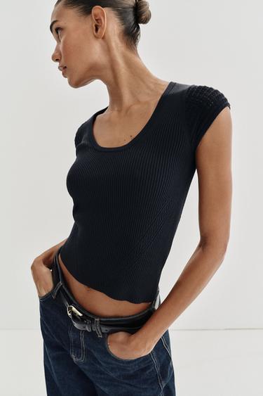 CONTRAST KNIT TOP - Navy blue by Zara - Image 3