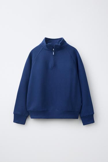 سويت شيرت سادة بملصق - أزرق فاقع الخاص بـ Zara