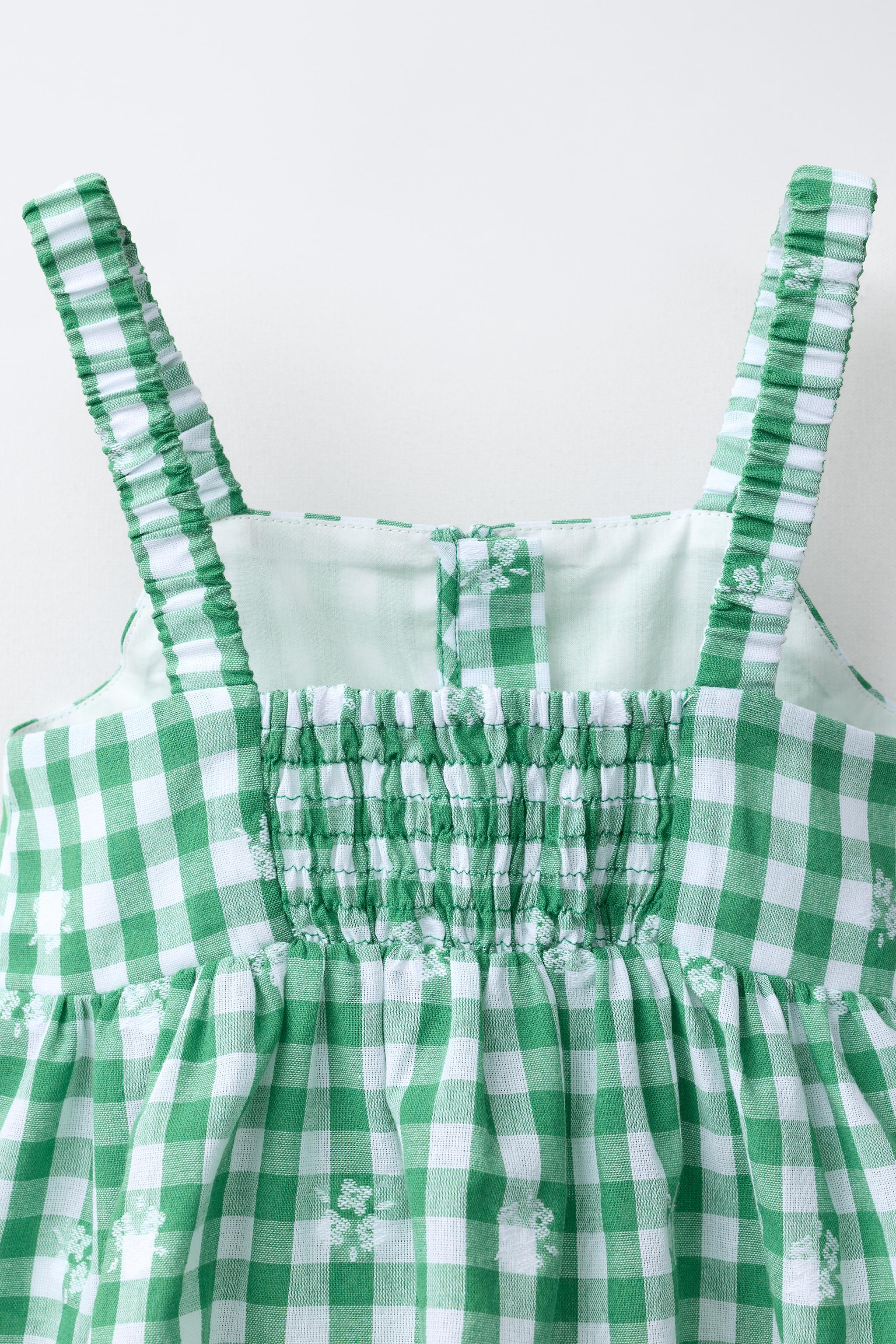 Детские рубашки Zara EMBROIDERED GINGHAM TOP — фото 4