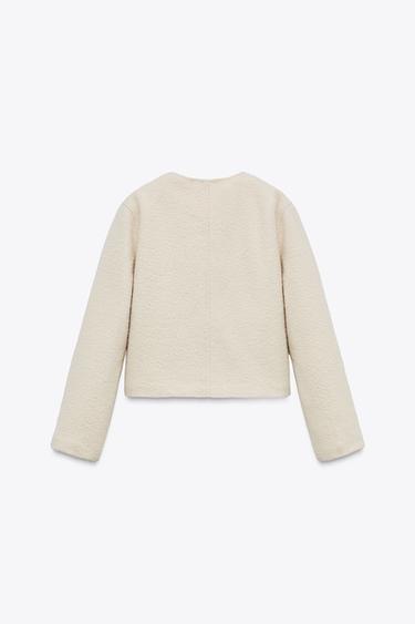 BOUCLÉ BUTTON JACKET - Mid-ecru by Zara - Image 5