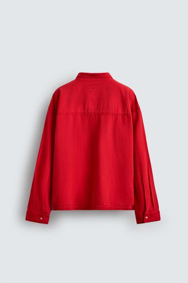 Zara RELAXED FIT TEXTURED POLO SHIRT - Red