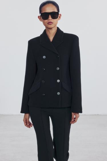 ZW COLLECTION SHORT WOOL BLEND COAT - Black by Zara