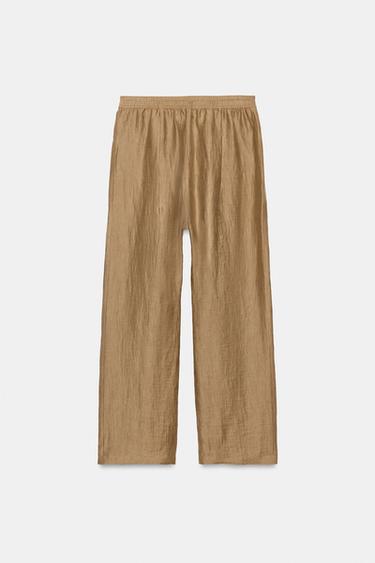 PANTALON EN MÉLANGE DE LIN ZW COLLECTION - Camel moyen de Zara - Image 7