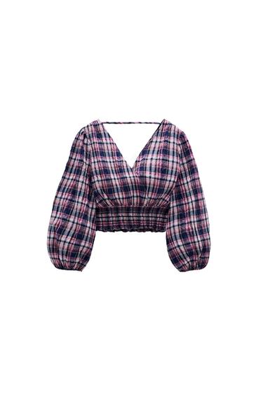 CHECK CROP TOP