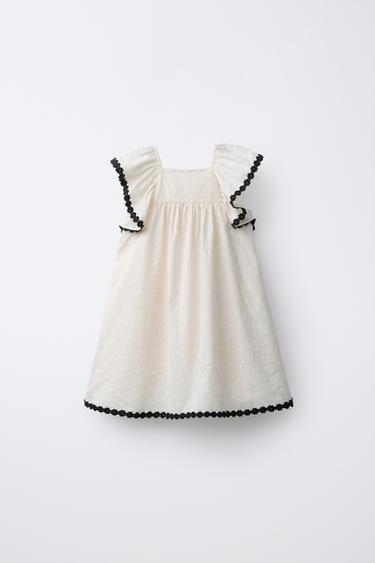 ROBE BRODERIES CONTRASTE - Écru de Zara