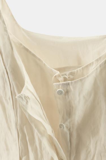 CREASED-EFFECT BUTTON-UP TOP - Ecru / Beige by Zara - Image 7