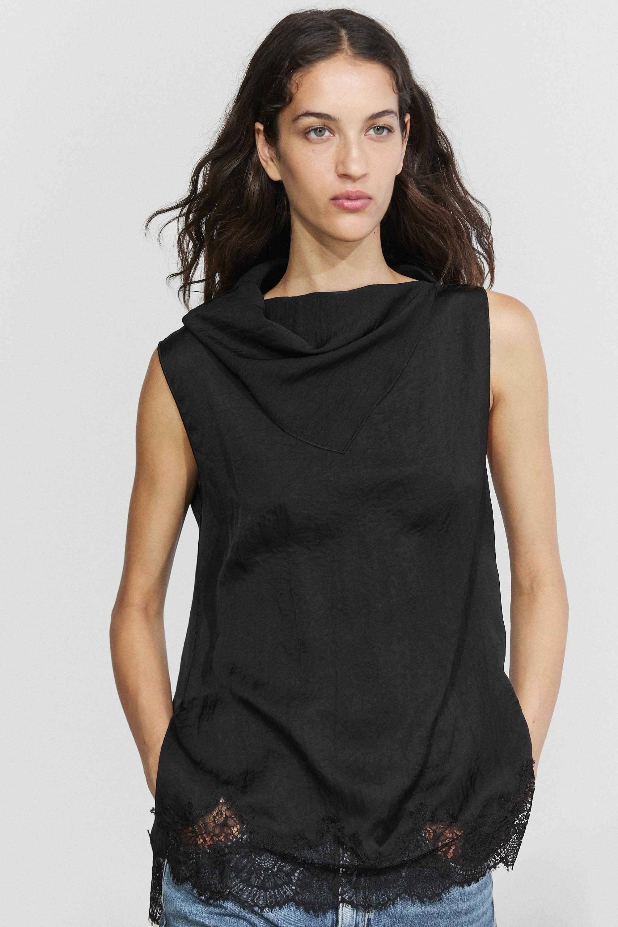 Flowing lace-detail top
