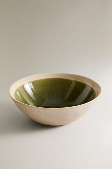 GREEN AND BEIGE STONEWARE SNACK BOWL - Green by Zara - Image 1