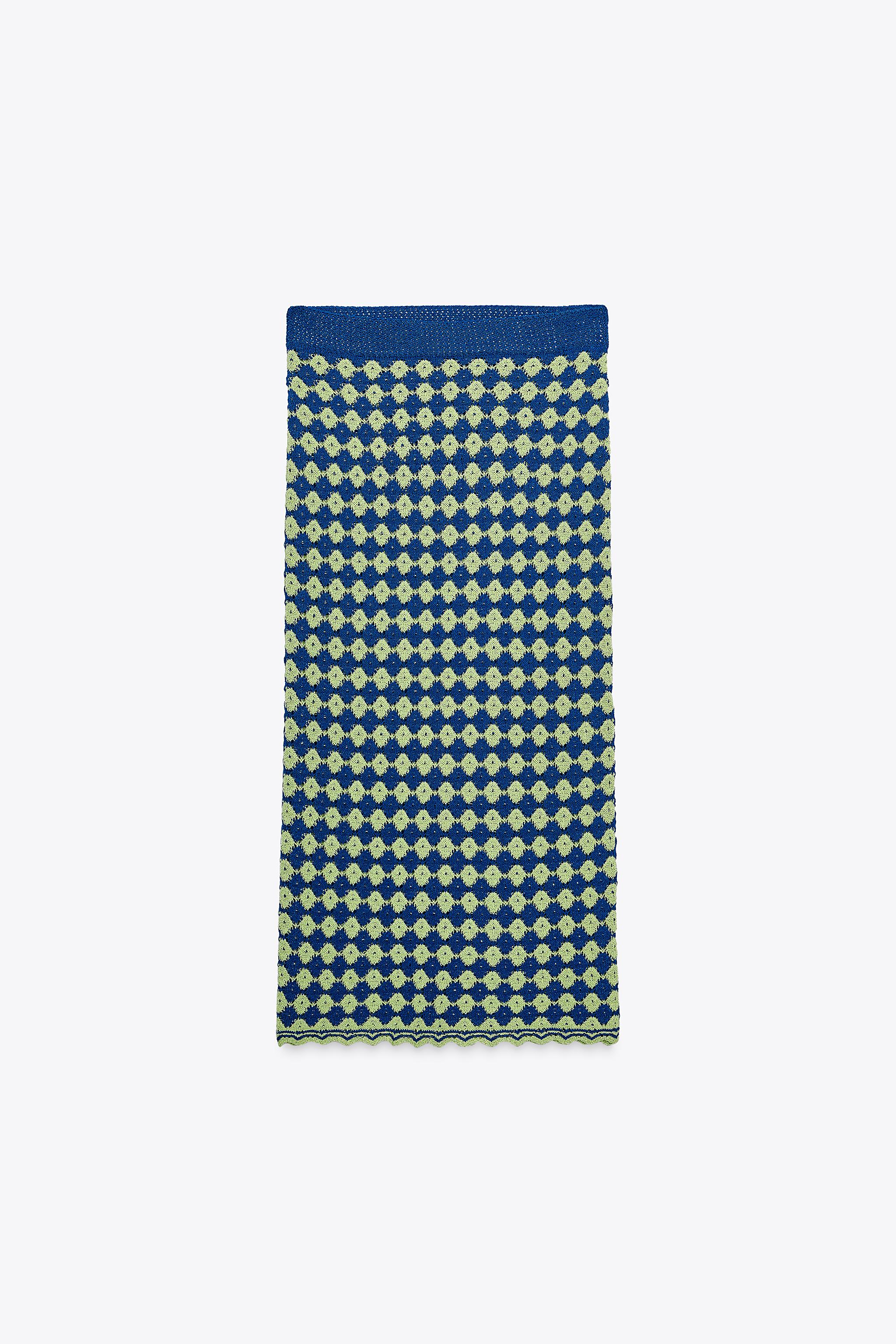 【ZARA】ストラクチャーニットスカート 6771/072/445 ストラクチャーニットスカート - ブルー/グリーン | ZARA Japan