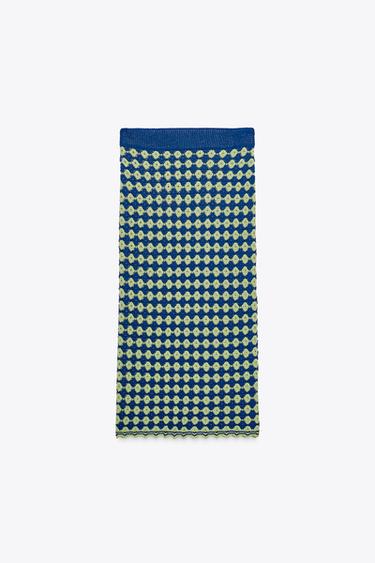 JUPE EN MAILLE TEXTURÉE - Bleu / Vert de Zara - Image 4