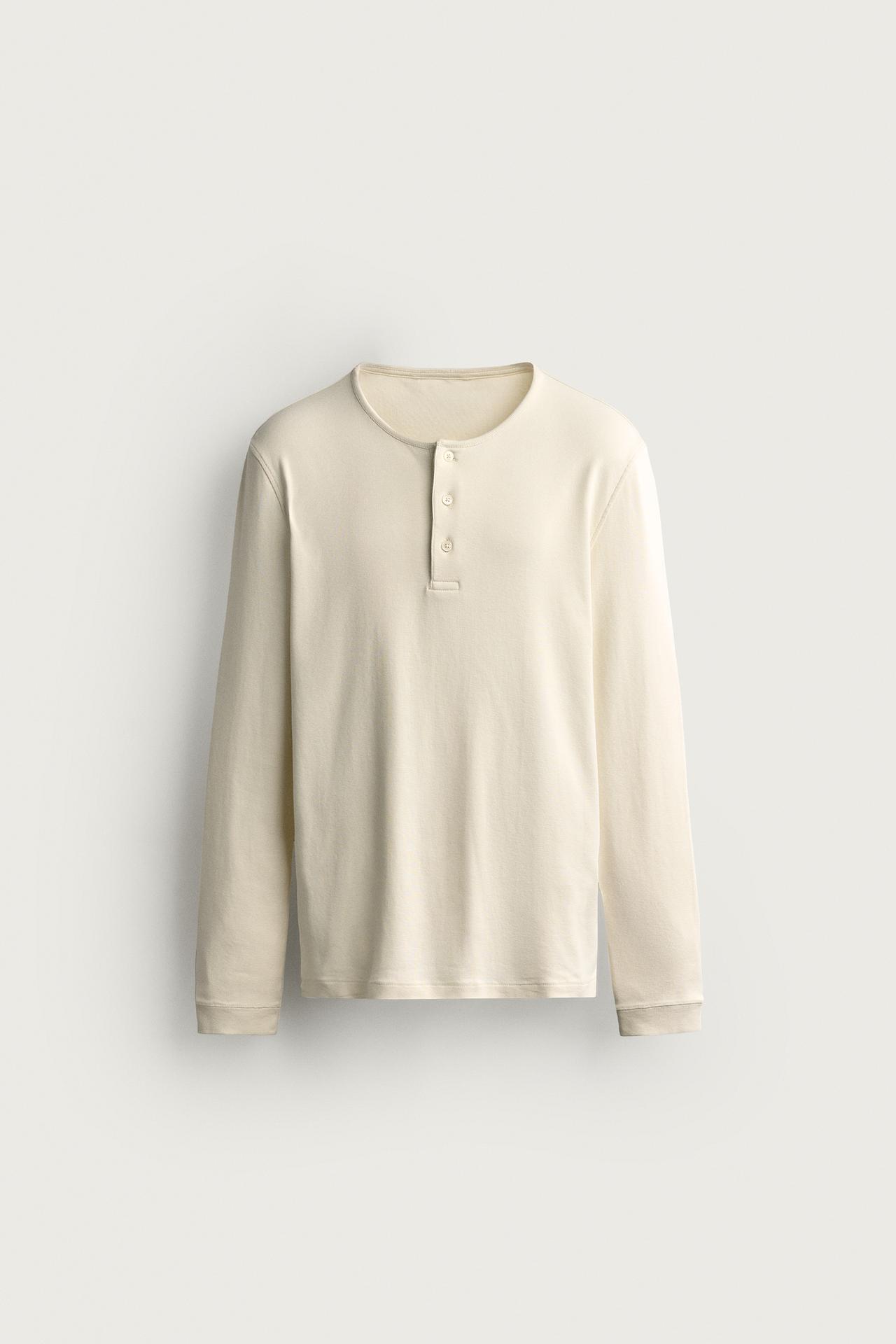HENLEY T-SHIRT — Ecru