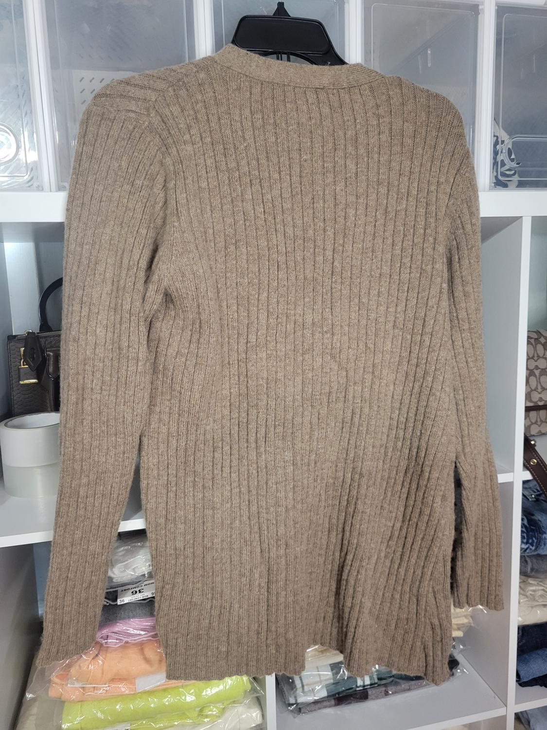 DIAGONAL PLACKET RIBBED KNIT CARDIGAN - Image 2