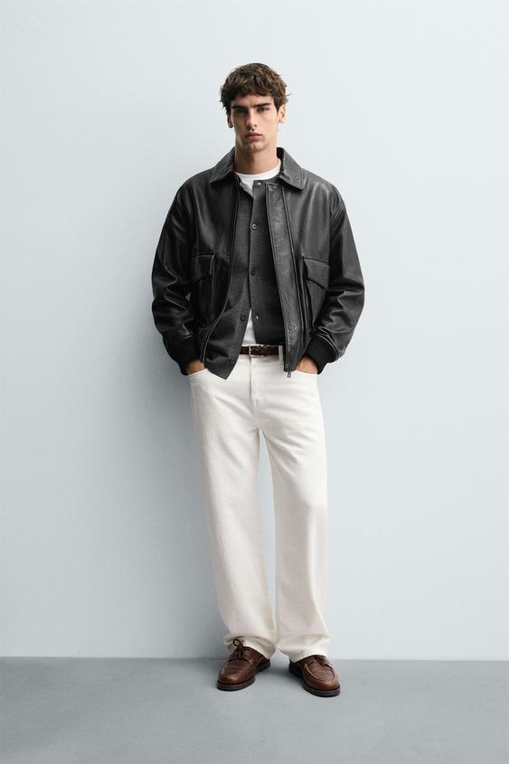 LEATHER JACKET WITH POCKETS